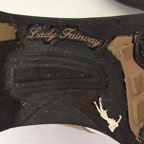 Lady Fairway Golf Cleats In White And Brown Size 8 - Picture 4 of 9